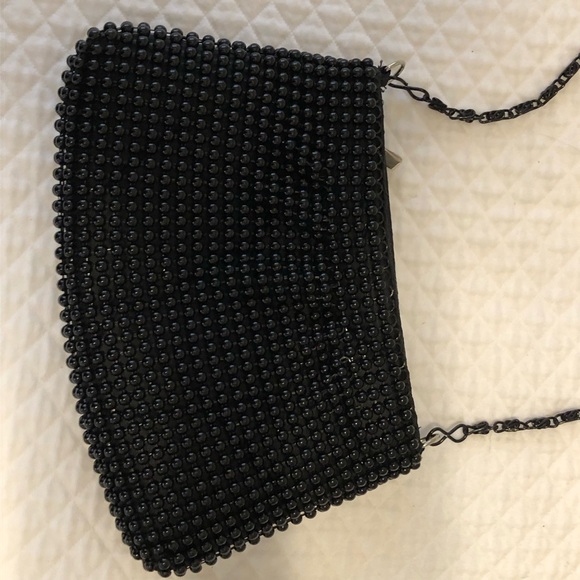 Beautiful Little Black Beaded Bag with black chain cross body strap. Like New. - Picture 5 of 7